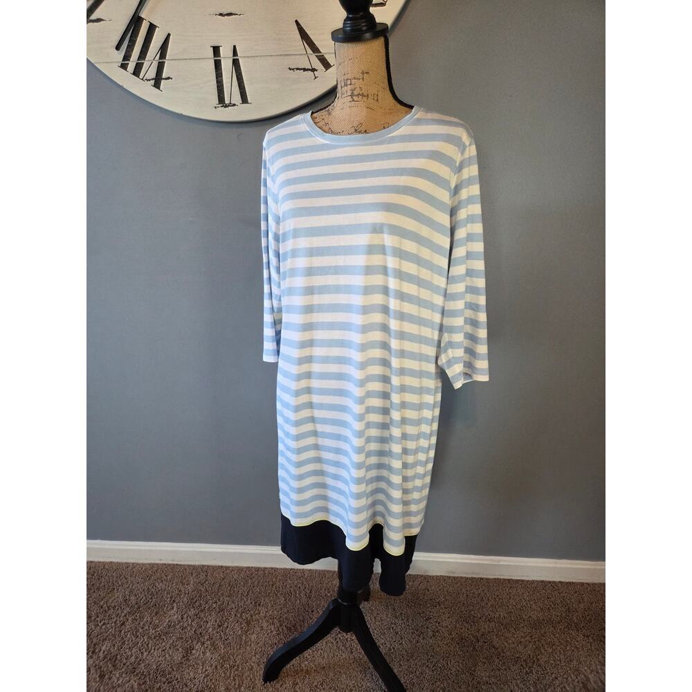 J Jill fit striped aline dress quarter sleeves crewneck tshirt knee length 2x
